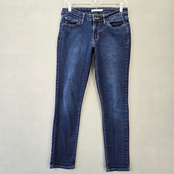 Levi's 711 Skinny Blue Jeans Stretch Casual Dark Denim Classic Zip Women Size 29 - Picture 1 of 9